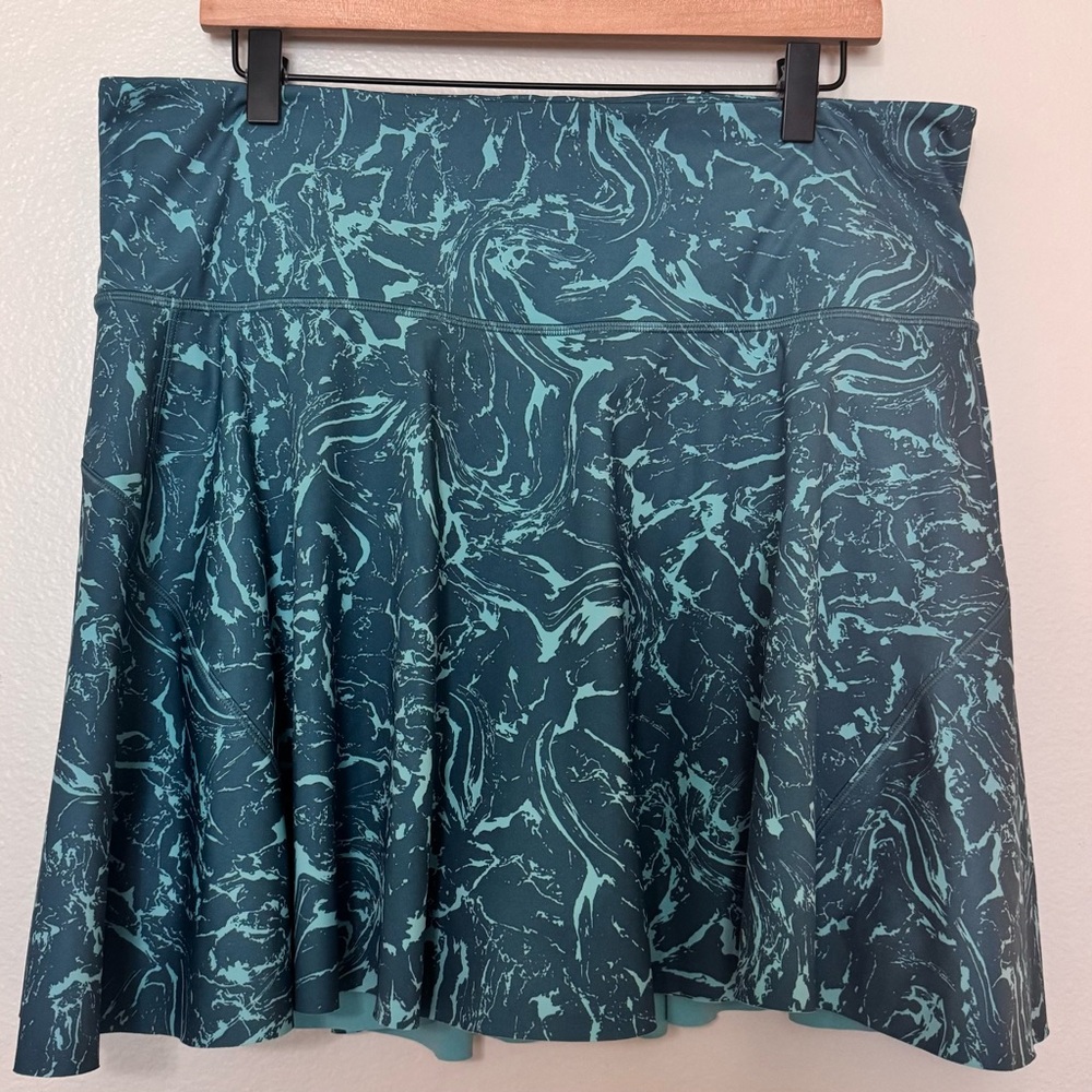Athleta Ace Tennis Skort 1X Teal Marble Golf Pickleball Athletic
